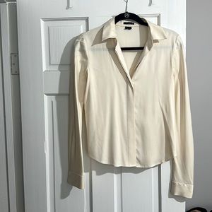 Cream 100% silk theory top